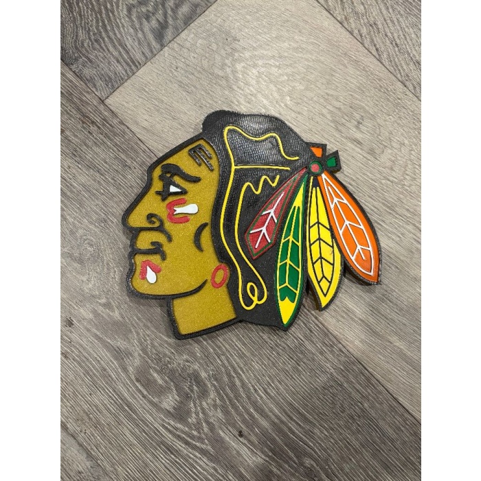 8 Renkli Tek Ekstrüder Tek Parça Chicago Blackhawks Logo Duvar Sanatı P1026490