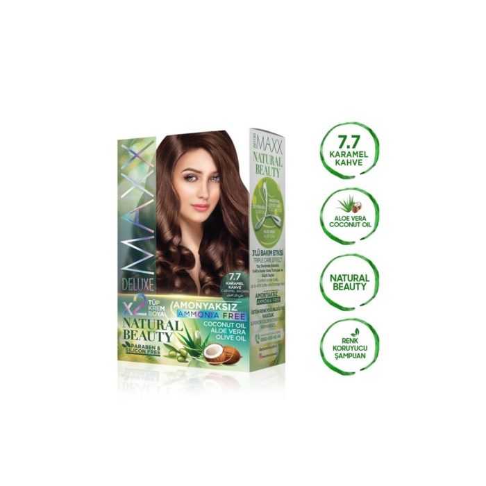 2 Paket Natural Beauty Amonyaksız Saç Boyası 7.7 Karamel Kahve