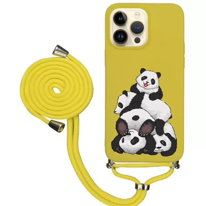 iPhone 14 Pro İpli Lansman Kılıf - Pandas