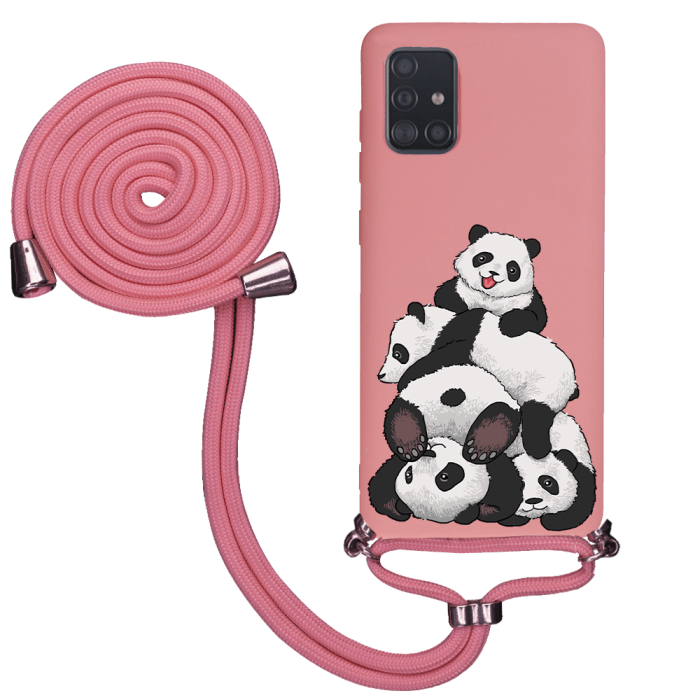 Samsung A71 İpli Lansman Kılıf - Cute Pandas