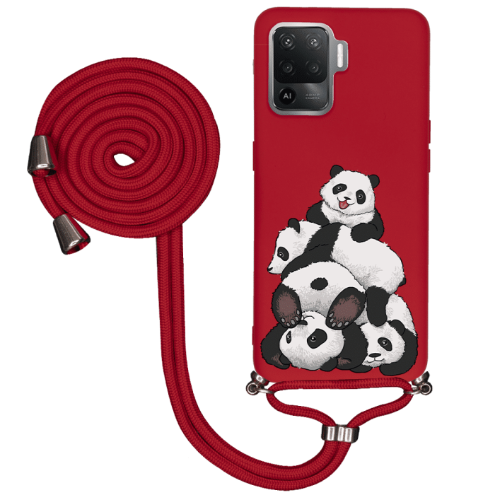 Oppo Reno 5 Lite İpli Lansman Kılıf Cute Pandas