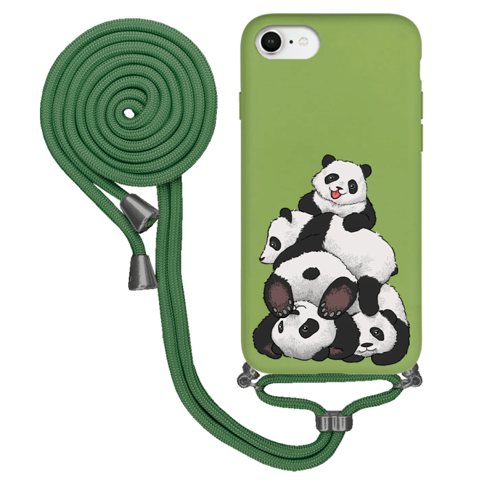 iPhone SE 2020 İpli Lansman Kılıf - Cute Pandas