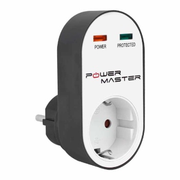 POWERMASTER PM-16620 10 AMPER - 2500 WATT TEKLİ SİYAH OVAL KASA TERMAL AKIM KORUMALI PRİZ