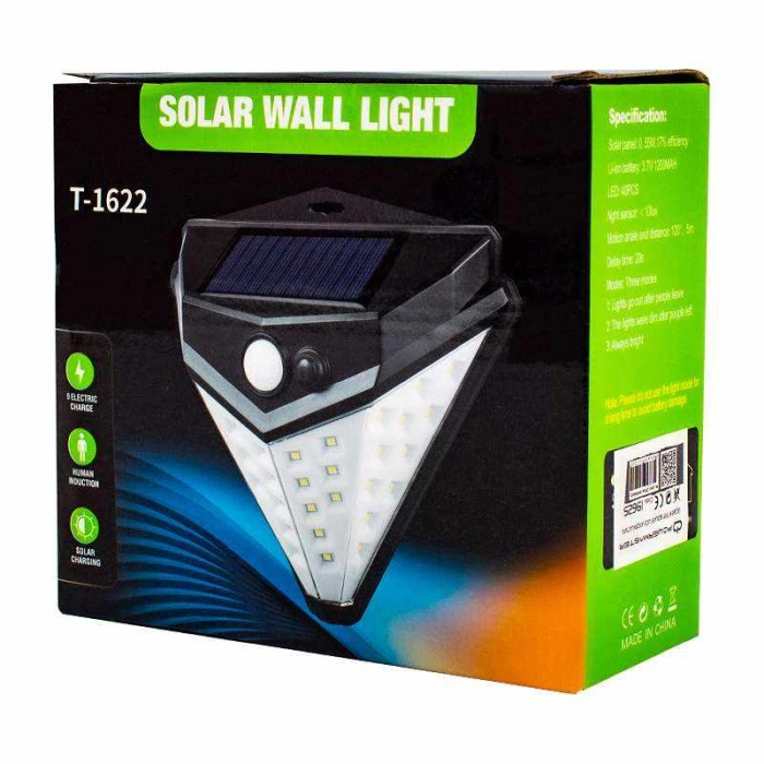 POWERMASTER T-1622 40 LEDLİ 120 DERECE 5 METRE GÖRÜŞ AÇISI SOLAR ÜÇGEN TİP AYDINLATMA