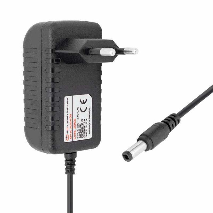 POWERMASTER PM-2266 12 VOLT - 1 AMPER 5.5*2.5 MM UÇLU PRİZ TİPİ MATKAP ŞARJ ADAPTÖRÜ