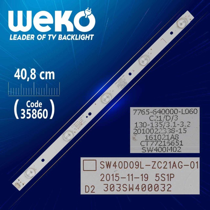 SW40D09L-ZC21AG-01 - 5S1P - 303SW400032 - L TYPE - 40.8 CM 5 LEDLİ - (WK-1322)