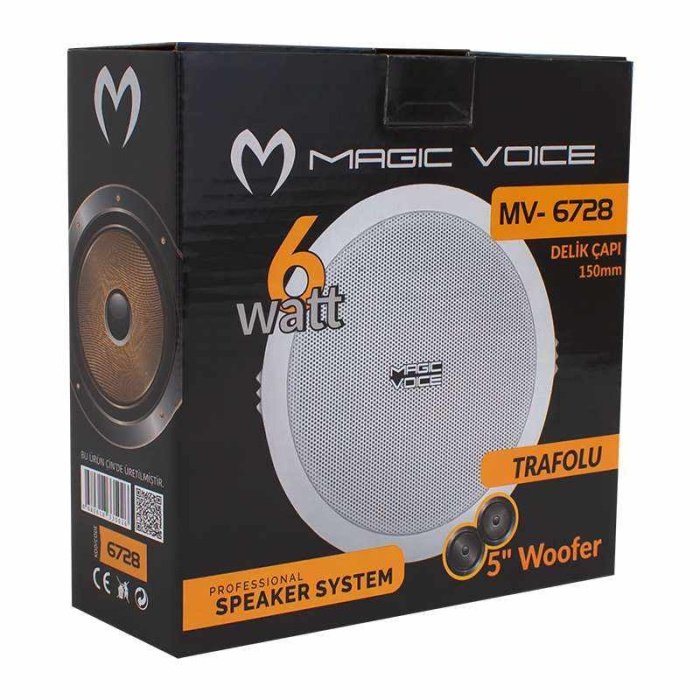 MAGICVOICE MV-6728 13 CM 6 WATT 8 OHM 5 BEYAZ TRAFOLU ALÇIPAN HOPARLÖR