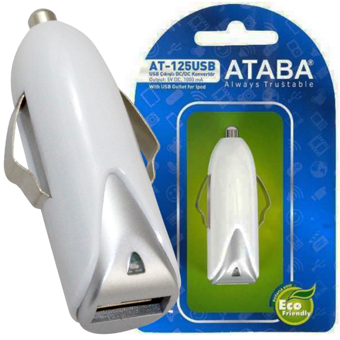 ATABA AT-125 USB 12V GİRİŞ 5 VOLT 1000 MA ARAÇ ÇAKMAK USB ŞARJ