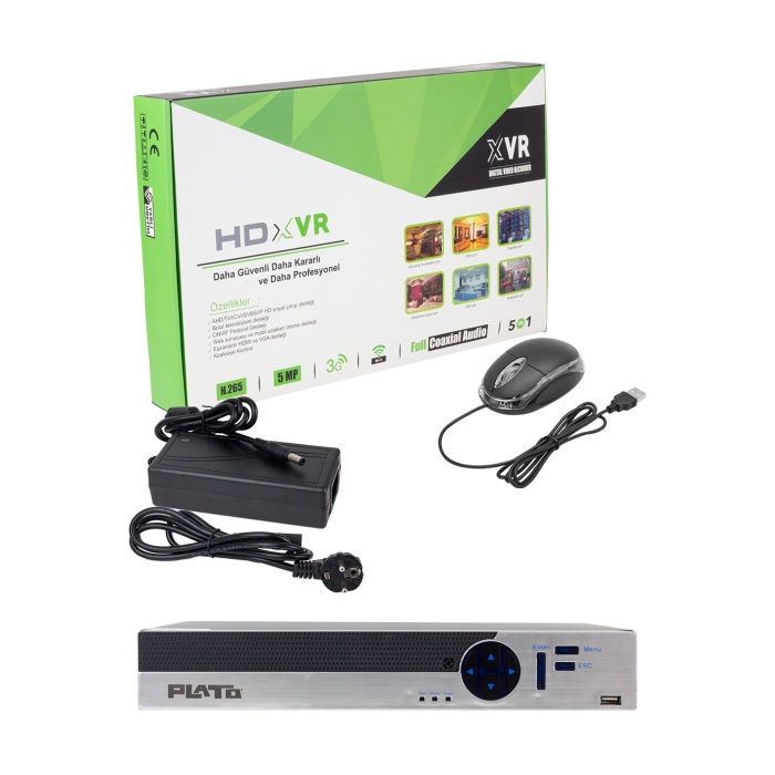 PLATO PL-22034 16 KANAL 5IN1 1080N 5 MP DESTEKLİ DVR KAYIT CİHAZI (H265)