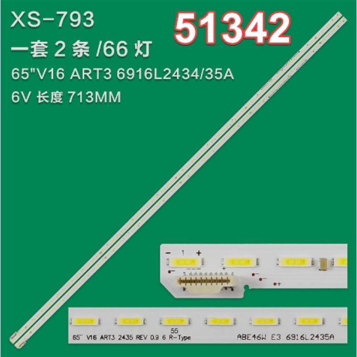 WKSET-6342 37076X1 37077X1 65 V16 ART3 2435/4 REV 0,9 6 L/R-TYPE 2 ADET LED BAR (66LED)