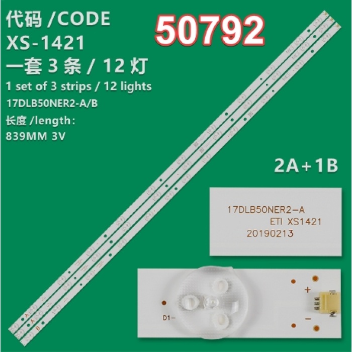 WKSET-5792 36706X2 36707X1 17DLB50NER2-A/B 3 ADET LED BAR (12LENS)