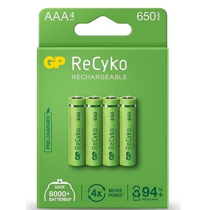 GP RECYKO 650 MAH R03 AAA ŞARJLI 4LÜ İNCE KALEM PİL GP65AAAHCER21-2TLB2