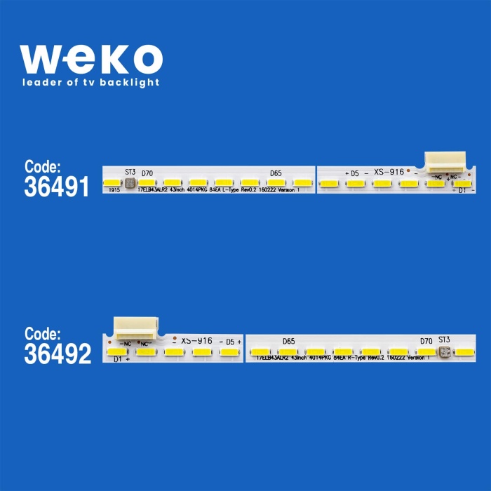 WKSET-5437 36491X1 36492X1 17ELB43ALR2 43INCH 4014PKG 84EA 2 ADET LED BAR (84LED)