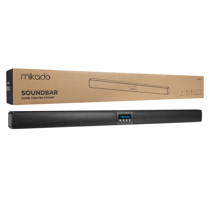 MIKADO MD-SB102 SİYAH 2X10W 12V/1.5A BT+USB+AUX+TF KARTLI EV SİNEMA SOUNDBAR HOPARLÖR