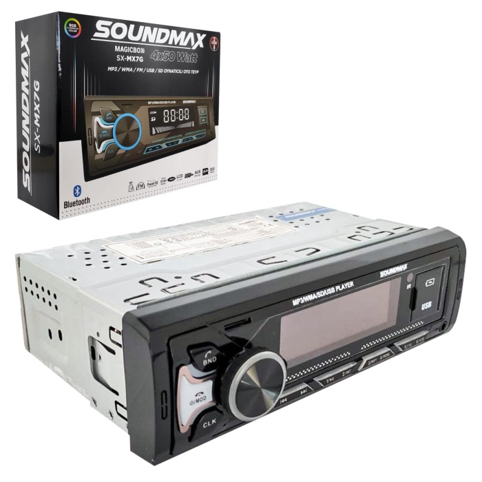 SOUNDMAX HR-MX7G Oto Teyp 4X50 Watt Bluetooth 2xUsb Sd Fm Aux