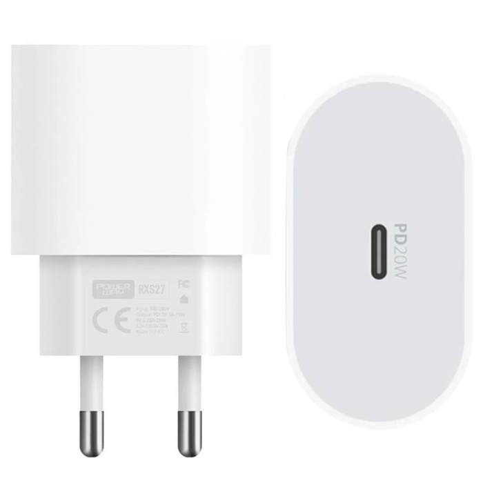 POWERWAY RXS27 20 WATT TYPE-C ŞARJ BAŞLIK ADAPTÖRÜ + KABLO SETİ (APPLE 15 PRO-PROMAX UYUMLU)