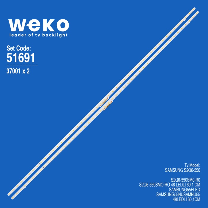 WKSET-6691 37001X2 S2Q6-550SM0-R0  2 ADET LED BAR TWO COLOR (İKİ RENK) (48LED)