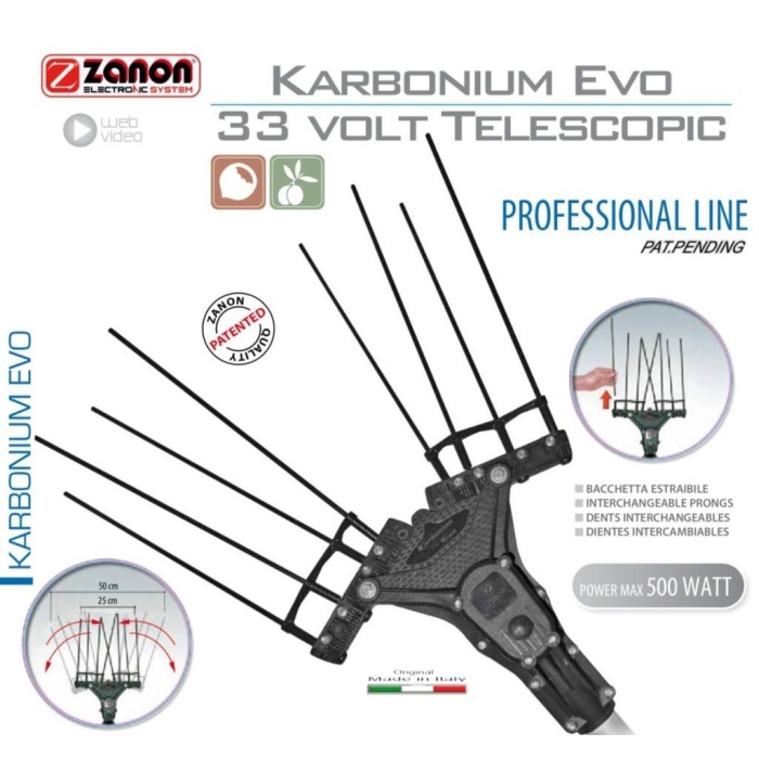 Zanon Karbonium Evo Zeytin Hasat Zeytin Silkme Makinesi 33W