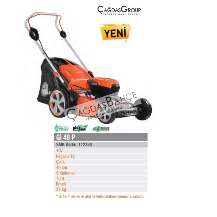 Oleomac Gİ48P  Akülü Şarjlı Çim Biçme Makinesi 40W 46 cm