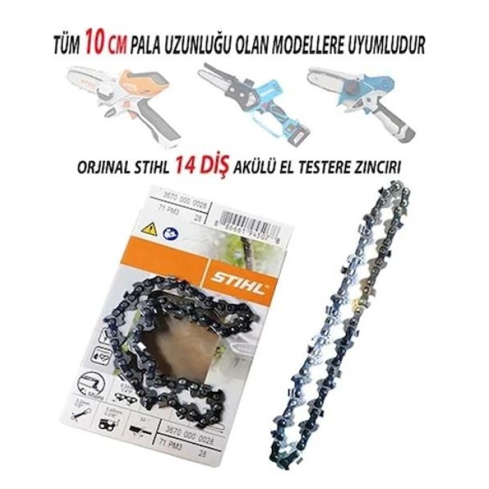 Stihl GTA26 ve Titanium GTA26 Uyumlu  1/4 inch  14 Diş Zincir