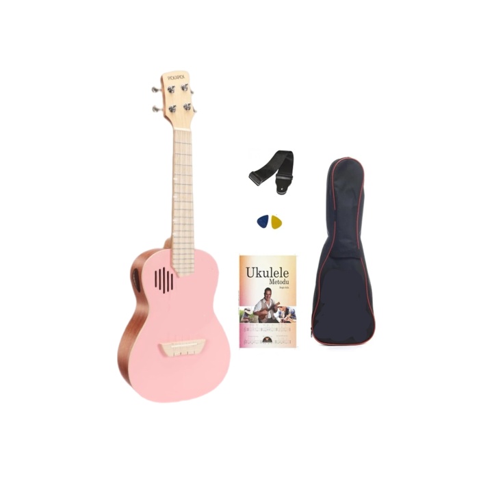 PICKAPICK PICK-24PI CONCERT UKULELE PEMBE SET (KILIF-ASKI-METHOD-PENA HEDİYELİ)