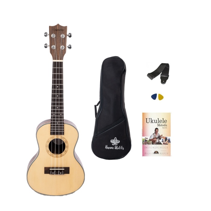 HAVANA HK-224BY ABANOZ CONCERT UKULELE SET (SOFTCASE-ASKI-METHOD-PENA HEDİYELİ)