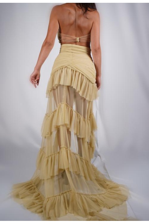 Couture drape tül, abiye elbise