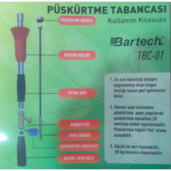 Bartech TBC01 İlaçlama Pompa Tabancası, Yüksek Kalite