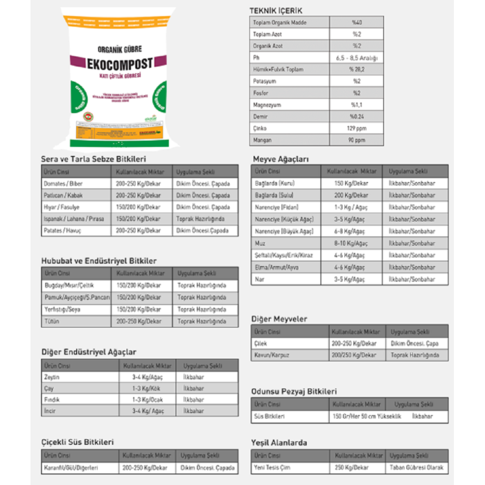 1 Kg Ekocompost Katı Çiftlik/Hayvan Gübresi