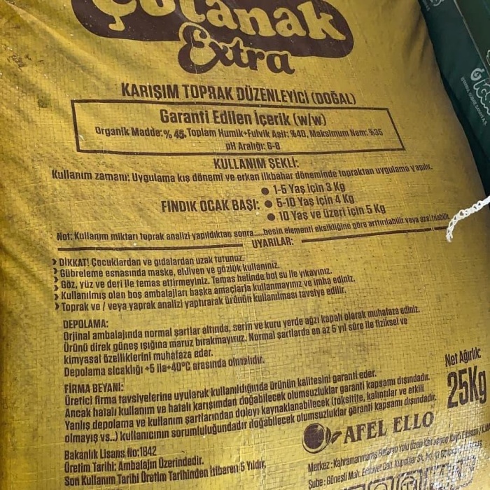 Çotanak Extra Organik Mineral Toz Gübre 25 kg