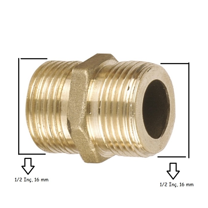 Hortum Eki, Sarı Düz 3/8 x 3/8 Nipel, Rekor 4 Adet