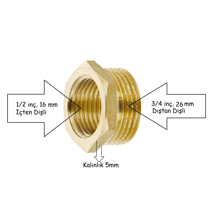 Sarı redüksiyon 1/2 x 3/4 Nipel, Rekor 4 Adet