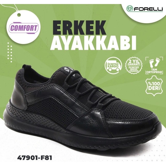 Forelli 47901-G Siyah Erkek Comfort Ayakkabı