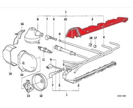 BMW E30 E34 E36 M40 Buji Kablosu Üst Muhafazası 12121727687