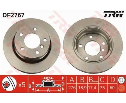 BMW E36 E46 09/2001 Öncesi Arka Fren Diski Havalı Takım DF2767