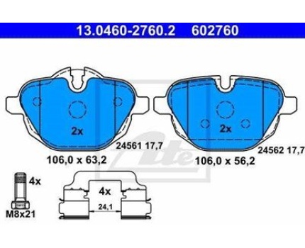 BMW E89 F10 F11 F25 F26 G01 G02 G05 G06 G11 G12 G30 G31 G32 Arka Fren Balatası 13046027602