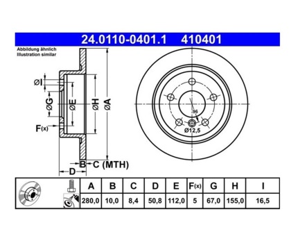 BMW F39 F40 F44 F45 F46 F48 Arka Fren Diski 24011004011