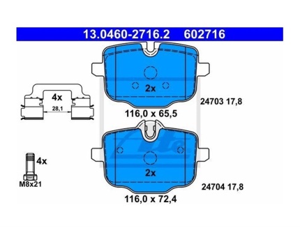 BMW F06 F10 F11 F12 F13 G01 G02 G05 G06 G07 G11 G12 G30 G31 G32 Arka Fren Balatası 13046027162