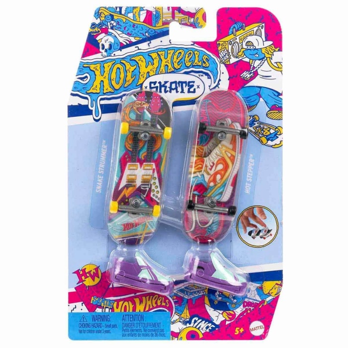 HXL17 Hot Wheels Skate Retro Temalı İkili Parmak Kaykay ve Ayakkabı Paketi