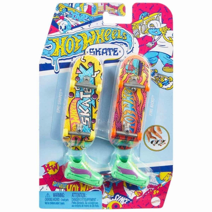 HXL17 Hot Wheels Skate Retro Temalı İkili Parmak Kaykay ve Ayakkabı Paketi