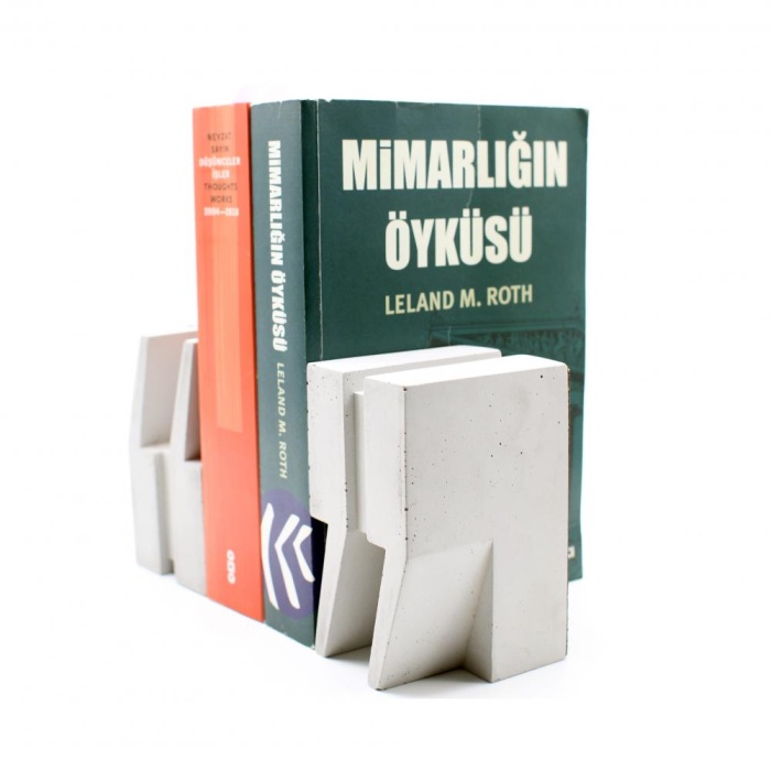 2 li Beton Kitap Desteği ve Kitap Tutucu