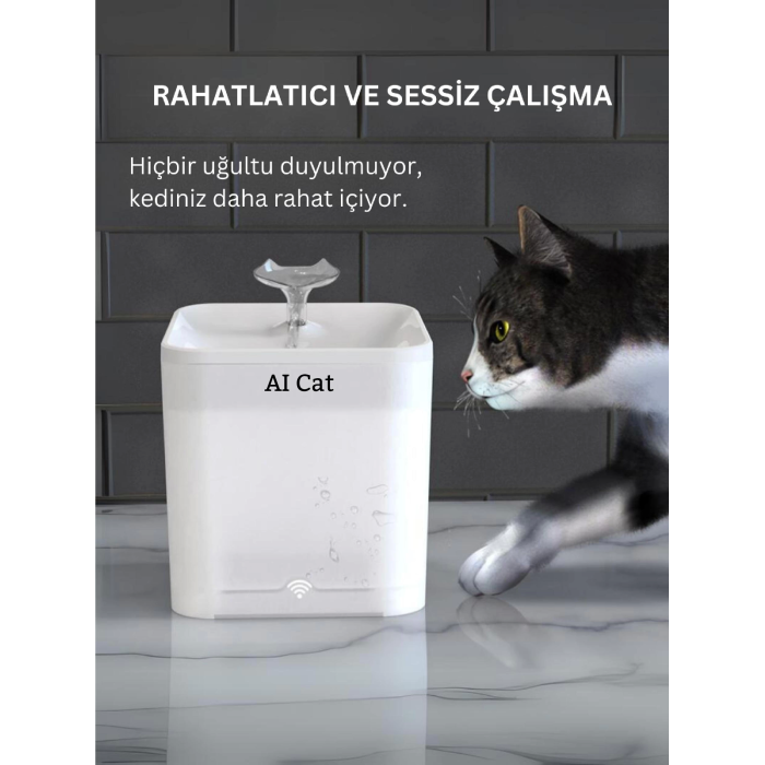 Akıllı Kedi Köpek Su Şelalesi Su Pınarı Su Sebili - Wifi Destekli - Uv - 2.2 Lt Otomatik Su Kabı