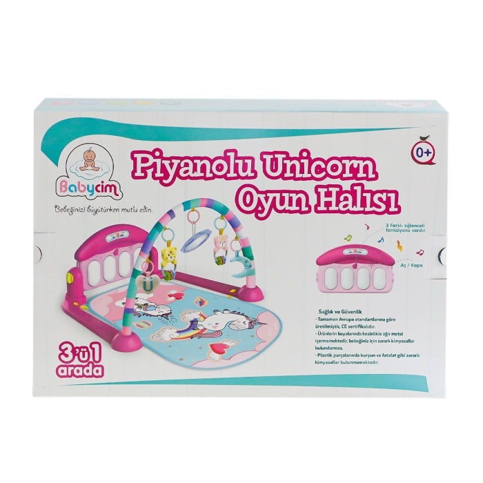 HE0632 HE0639 Pink Babycim Unicorn Pianolu Oyun Halısı -Birliktoys