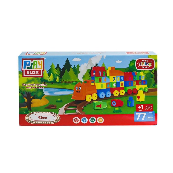 2397 Playbox Tren Blok Seti 77 Parça -Asya Oyuncak