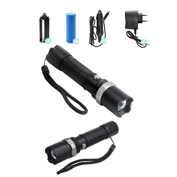 Swat Profesyonel Şarjlı El Feneri Ledli+flashlight+zoom Özellikli 6 Parça Full Set