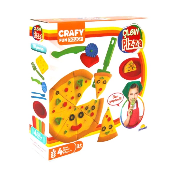 1002012 Sunman, Crafy Çılgın Pizza Oyun Hamuru Seti 200 gr