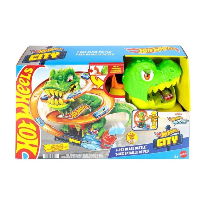 JBM73 Hot Wheels T-Rex ve İtfaiye İstasyonu Oyun Seti