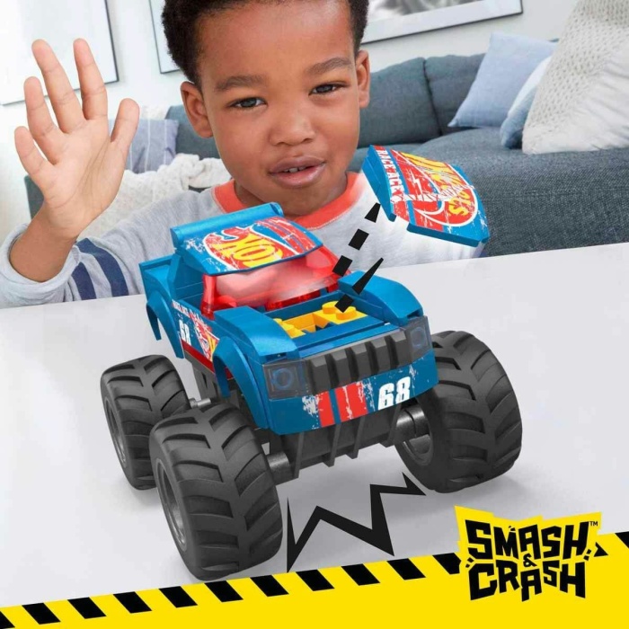 HMM49 MEGA™ Hot Wheels® Smash & Crash Race Ace™ Monster Truck 80 parça +5 yaş