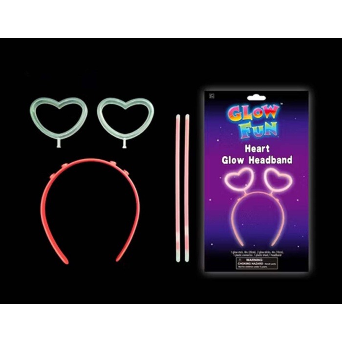 Glow Stick Karanlıkta Yanan Fosforlu Kalp Taç 12 Adet