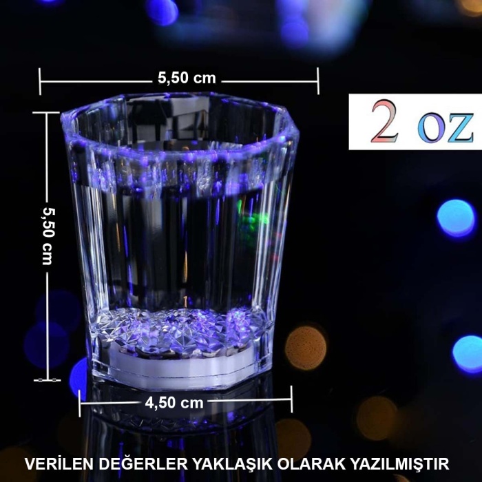 Renkli Led Parlayan Fiber Optik Glow Işıklı Bardak 5,5 x 5,5 cm